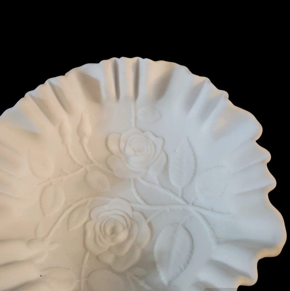 Vintage Imperial Glass Rose Embossed Bowl